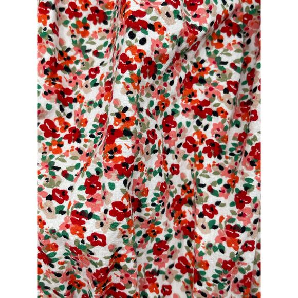 Indigo Rose Tiered Floral Cotton‎ Midi Dress Size M Cottage Peasant Milkmaid - Picture 3 of 5